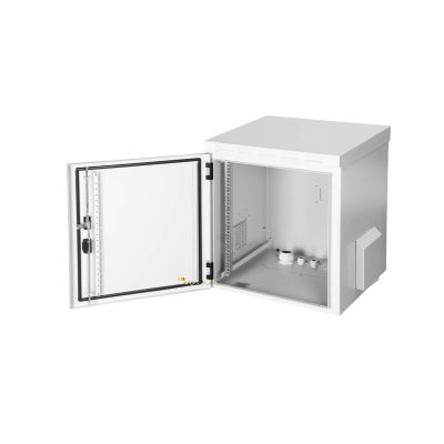 58. Digitus 19" 12U 600x600 Wand-Netzwerkschrank, Volltür, grau, ungeteilt, montiert, IP55, 100 kg