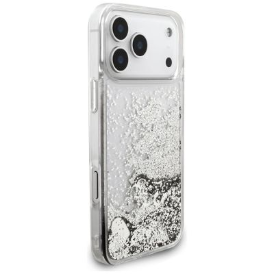 4. Guess Liq Hülle. Glitzeranhänger für iPhone 17 Pro Max – Silber