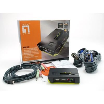 4. LevelOne KVM-0221 KVM-Switch Schwarz, Grün