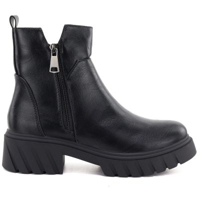 2. Damen-Stiefeletten mit Blockabsatz und Plateau, schwarz, M.Daszyński