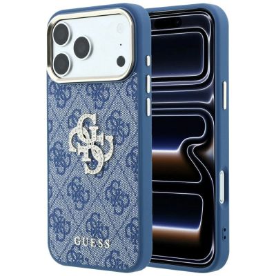 Guess 4G & Big Strass Logo Hülle für iPhone 18 Pro Max / 17 Pro Max - Blau