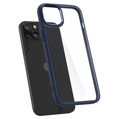 9. Spigen Crystal Hybrid-Hülle für iPhone 15 Plus – transparent und blau