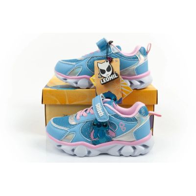 10. Leomil Kinder-Sportschuhe, Sneaker, Stitch Light mit Klettverschluss, blaue LED-Beleuchtung