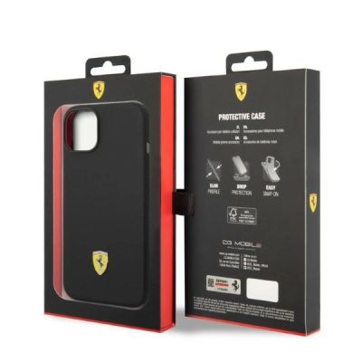 8. Ferrari FEHMSIP14SBK iPhone 14 6.1" schwarz/schwarz Hardcase Silikon Metall Logo Magsafe