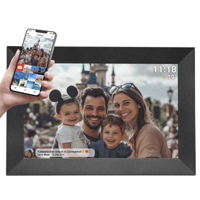 Denver PFF-1024BMK2 Digitaler Bilderrahmen, Schwarz, 25,6 cm (10,1") Touchscreen, WLAN