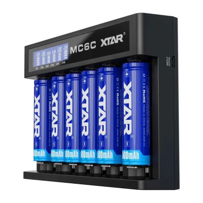 2. XTAR Ladegerät für zylindrische Lithium-Ionen-Akkus 18650 – 6 Kanäle MC6C