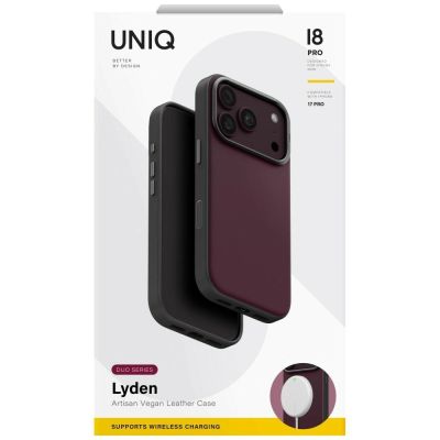 6. Uniq Lyden DS Magclick Ladehülle für iPhone 18 Pro / 17 Pro – Burgunderrot