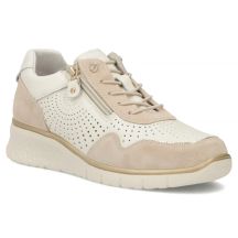 Damen-Sneaker aus Leder mit luftiger Keilsohle, beige, Filippo DP7605