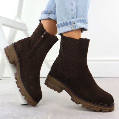 5. Braune Damen-Lederstiefeletten Chelsea-Boots Sergio Leone TR25733-S