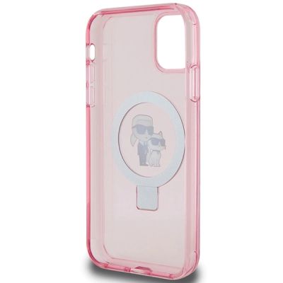 7. Karl Lagerfeld Ring Stand Karl&Choupette MagSafe Hülle für iPhone 11 / Xr – Rosa