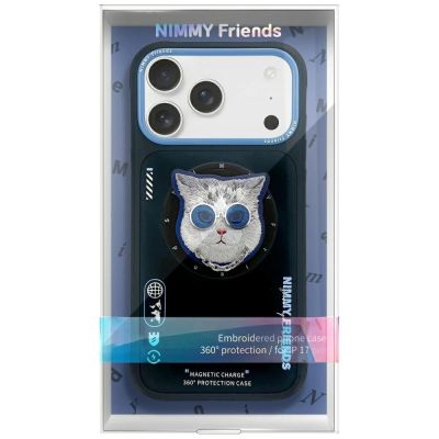 2. Nimmy Glasses Cool Cat MagSafe Case für iPhone 17 Pro - Schwarz und Blau