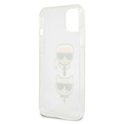 7. Karl Lagerfeld Glitter Karl's & Choupette Head Case für iPhone 13 mini - Silber