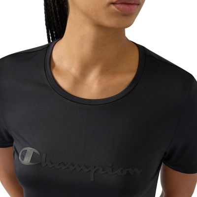 4. Champion Damen-T-Shirt mit Rundhalsausschnitt, Schwarz, 118511 KK001