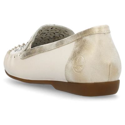 12. Rieker W RKR658 bequeme Leder-Lochschuhe, beige