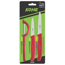 KOHE Messerset mit Sparschäler, 3-teilig, verschiedene Farben