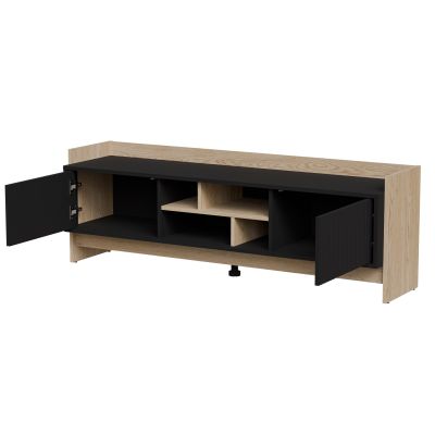 3. PORTO 2D TV-Schrank 150x38x50 Eiche/Schwarz