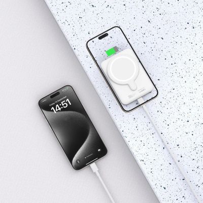 5. Tech-Protect LifeMag PB10 Powerbank mit MagSafe 5000 mAh 15 W USB-C-Anschluss – weiß + USB-C-Kabel