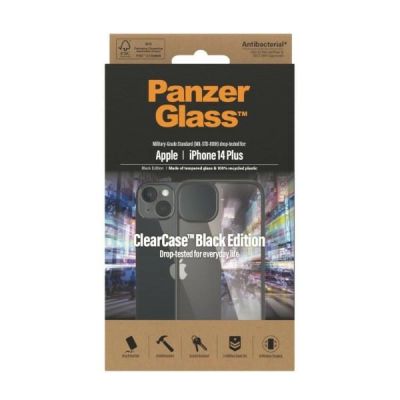 3. PanzerGlass ClearCase antibakterielle Hülle für iPhone 14 Plus / 15 Plus – transparent und schwarz
