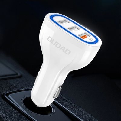 5. Dudao Autoladegerät Schnellladung Quick Charge 3.0 QC3.0 2,4A 18W 3x USB weiß (R7S weiß)