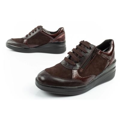 8. Scholl Emma Laces Damen Sport Leder Braun Plateauschuhe