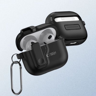 2. Tech-Protect Slim Hook-Hülle für AirPods 4 – Schwarz