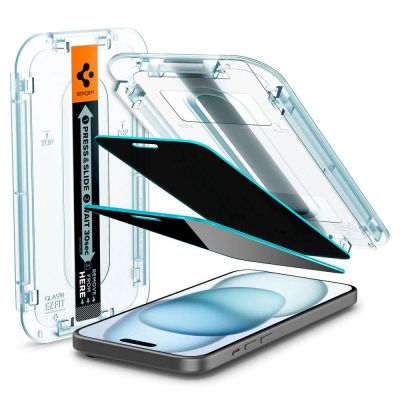 11. Spigen Glas.tR EzFit Privacy gehärtetes Glas für iPhone 15/16 mit Adapter (2 Stück)