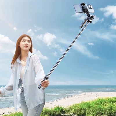 3. Selfie Stick WH181-Y1S Teleskopstativ 1,75 m Aluminiumlegierung mit Telefonhalter – Schwarz