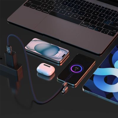 9. Dudao L20Max 65W 4-in-1-Kabel mit Trageschlaufe, USB-C auf USB-C mit Lightning und USB-A-Adaptern – Blau