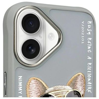 3. Nimmy Glasses Cool Dog iPhone 16 Hülle - Grau