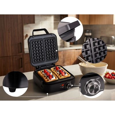 14. ELDOM WA900 WAFFELEISEN 1200-2000W, SANFTE TEMPERATURREGELUNG, DECKELVERRIEGELUNG, HEISSHALTENDER GRIFF