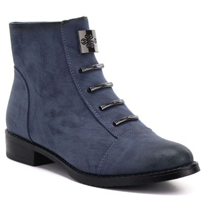 Damen-Stiefeletten, blau, flach, Modell M.Daszyński SA62-126