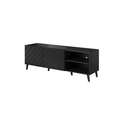 4. ABETO TV-Schrank 150x42x52 schwarz/glänzend schwarz