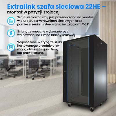 10. Extralink Rack-Schrank 22U 600x800 Schwarz Standgerät