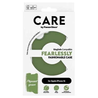 4. CARE by PanzerGlass Fashion Case mit MagSafe für iPhone 16 - Grün