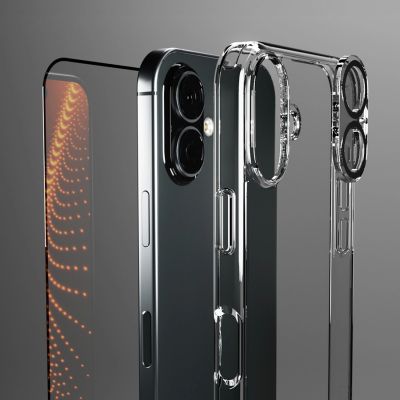 4. SBS-Set mit D3O-Technologie für iPhone 16 - Hülle + Display- und Kameraschutz aus Glas - transparent