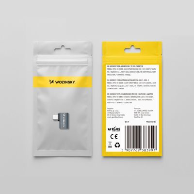 9. Wozinsky WPKB-01 USB-C - USB-C 40Gb/s 240W 8K OTG seitlich abgewinkelter Adapter - Grau