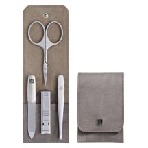Maniküre-Set Zwilling Twinox – Taupe, Lederetui, 4-teilig – Taupe