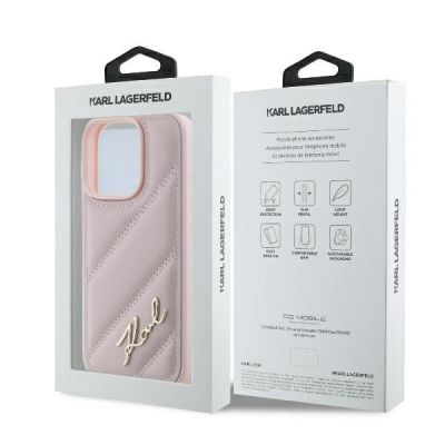 8. Karl Lagerfeld Quilted Signature Hülle für iPhone 16 Pro – Rosa