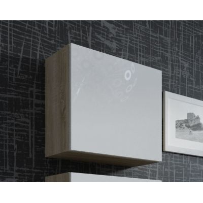 VIGO quadratische Vitrine 50/50/30 Sonoma/Hochglanzweiß