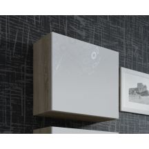 VIGO quadratische Vitrine 50/50/30 Sonoma/Hochglanzweiß