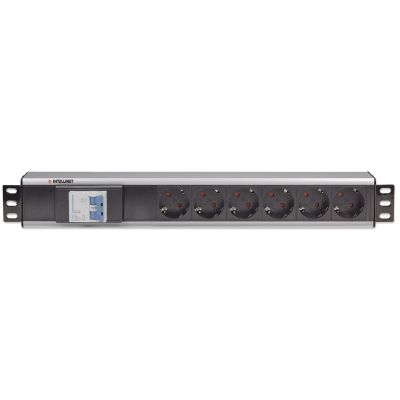 3. Intellinet 711432 PDU 6-fach Steckdosenverteiler 1,5 HE Schwarz, Grau