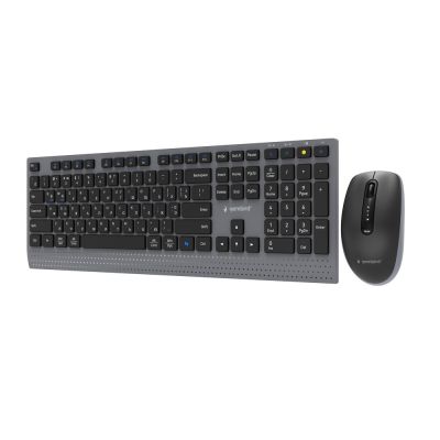 3. GEMBIRD Kabelloses Tastatur- und Maus-Set mit Dual-Modus, 2,4 GHz + Bluetooth, schlank, russisches Layout, Schwarz