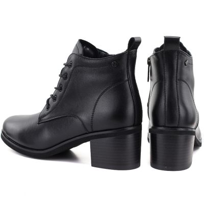 5. Schwarze, hochhackige Schnürstiefeletten aus Leder für Damen, Vinceza EN27-133107