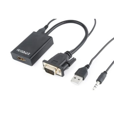 3. GEMBIRD A-VGA-HDMI-01 Adapter (HDMI F - D-Sub (VGA), 3,5 mm Stereo-Klinkenbuchse, USB 2.0 M; 0,15 m; schwarz)
