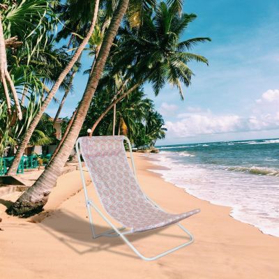 16. Faltbarer Strandstuhl mit Kopfstütze, blau und orange