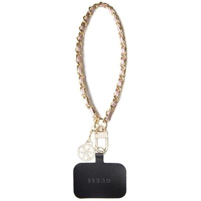 Guess GUOUCHSAMC4P Universal-Handschlaufenetui – rosa Saffiano Chain 4G Charm