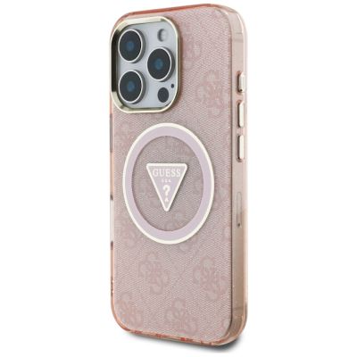 2. Guess IML Metal Glitter 4G Circle Triangle MagSafe Case für iPhone 16 Pro - Rosa