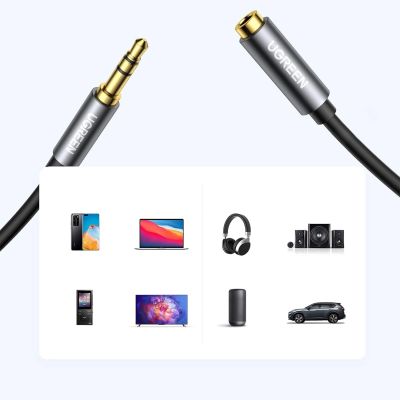 6. Ugreen AV118 10595 Kabel 3,5 mm Miniklinke (männlich) / 3,5 mm Miniklinke (weiblich) 3 m – Silber