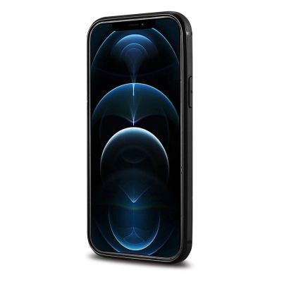 6. iCarer Leder Oil Wax Hülle mit echtem Leder bezogen für iPhone 12 Pro Max schwarz (ALI1206-BK)