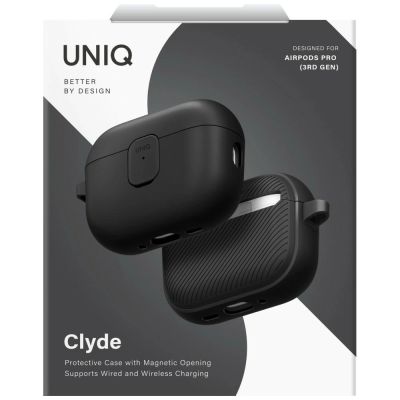 6. Uniq Clyde Hülle für AirPods Pro 3 – Schwarz und Grau